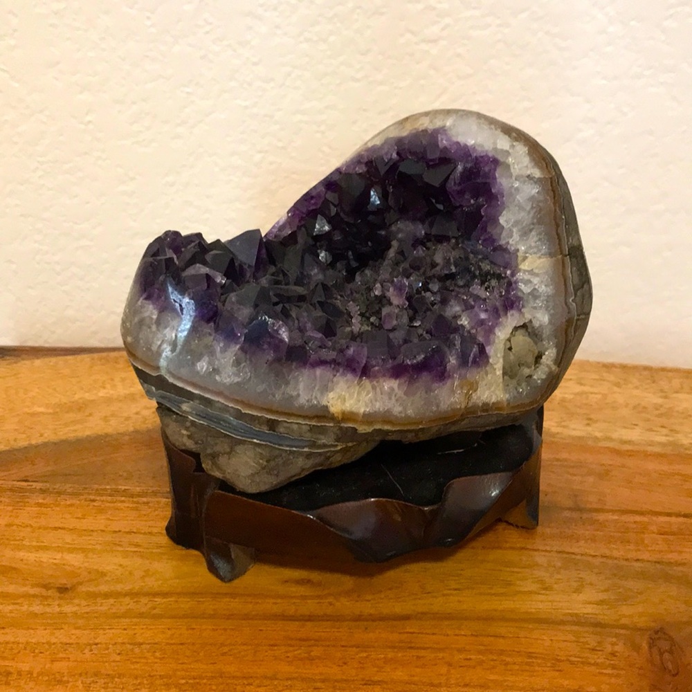 Amethyst Crystal Geode Rock with Stand